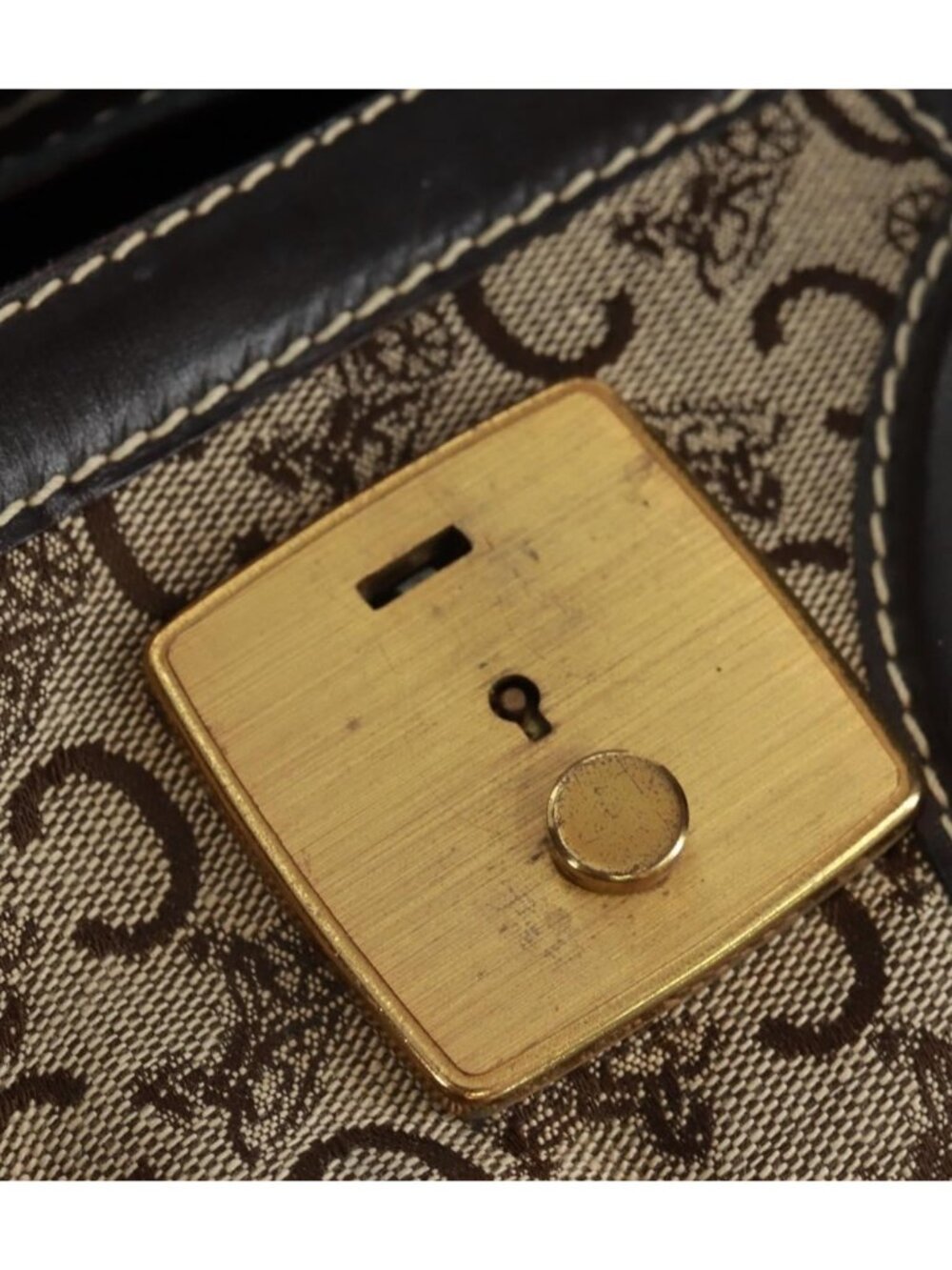 CELINE C Sulky Boston Bag Canvas Brown Gold - Picture 14 of 16